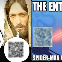 QRposting meme examples depicting the My Child Will X and Barnacle Boy Sulphur Vision meme formats with qr codes.