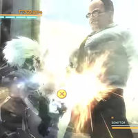 Raiden Punching Armstrong / Standing Here I Realize Raiden Punching Armstrong / Standing Here I Realize meme format and template depicting the two characters from Metal Gear.