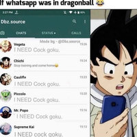 If WhatsApp Was in X / I NEED Cock meme example and format depicting if whatsapp was in dragonball with an image of goku.