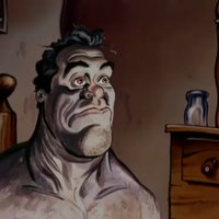 Ren and Stimpy Waking Up Scene meme template and format depicting fire chief Ralph Bakshi waking up and staring off into the distance.