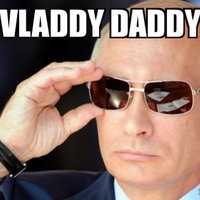 Vladdy Daddy Vladdy Daddy meme example depicting Russian president Vladimir putin putting on a pair of sunglasses.