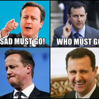 Assad Must Go meme format depicting Syrian dictator Bashar al-Assad.