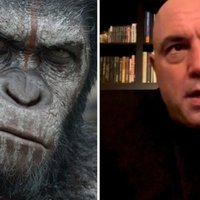 Joe Rogan and a shot from planet of the apes.