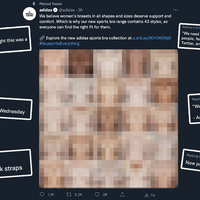 Adidas Sports Bra Boobs Tweet Adidas Boobs Tweet advertising the brand's sports bras with comments from people on the twitter post.
