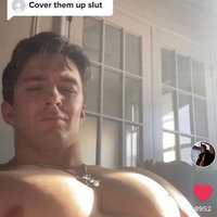 Cover Them Up, Slut Cover Them Up meme depicting a large-chested man smirking at the camera with his shirt off.