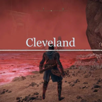 'Elden Ring' In Ohio meme example depicting a character in the lake of rot labeled as Cleveland.
