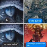 Send dudes meme example depicting elden ring characters.