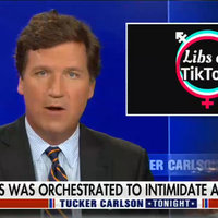 This Was Orchestrated To Intimidate Americans meme format and template depicting fox news anchor tucker carlson discussing the libs of tiktok controversy.