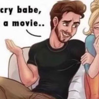 Don't cry Babe It's Just A Movie meme format depicting a man comforting a woman on a couch.
