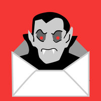 Dracula Daily newsletter logo depicting the vampire popping out of an email.