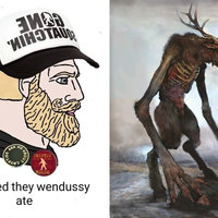 Wendigo Meme / Wendussy Meaning depicting an example of a "who need they wendussy ate" meme.