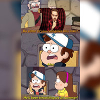 Do Either Of You Recognize This? / You Know Him? Do Either Of You Recognize This meme format depicting a scene from the cartoon gravity falls.