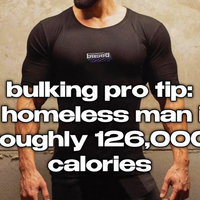 Ironic Bulking Tips meme example depicting a bulking pro tip.