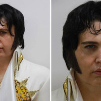 Austin Butler as Elvis Presley in 1977 / Sweaty Elvis meme.