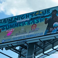 Final Fantasy XIV Billboard meme depicting "rain night club summer bash" with FF14 characters.