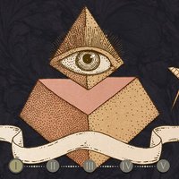 A series of Illuminati and New World Order symbols, including the all-seeing eye on the pyramid.