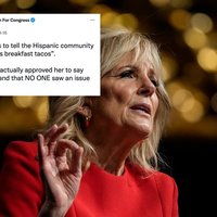 Jill biden breakfast taco speech depicting a tweet commenting on the controversy.