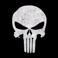 The iconic skull emblem and symbol for the marvel comic series the punisher.
