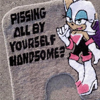Pissing All By Yourself Handsome? Pissing All By Yourself Handsome meme depicting Rouge the Bat from sonic on a rug with tiktok example videos.