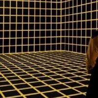 Lt. Reginald Barclay On The Holodeck / Computer I Want You To X The star trek character Reginald Barclay looking out on the Holodeck, a black and yellow room.