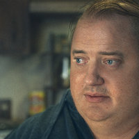 The Whale movie 2022 depicting an image of actor brendan fraser in a fat suit.