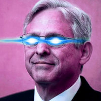Dark Garland Meme example depicting merrick garland with laser eyes.