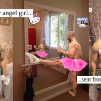 Coquette Andrew Tate memes and tiktok trend depicting andrew taint photoshopped as a coquette girl.