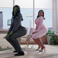 She-Hulk Twerking With Megan Thee Stallion Twerk Off end credits scene from the disney+ show.