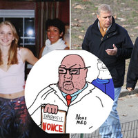 Prince Andrew Is A Sweaty Nonce meme examples depicting the British royal with jeffrey epstein.