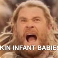 I Skin Infant Babies meme depicting chris hemsworth as thor.