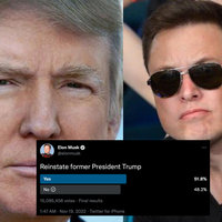 Donald Trump's Twitter Reinstatement Donald Trump and Elon Musk with twitter poll.