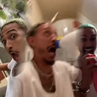 Laughing Guy Feigning Suicide tiktok video and meme.