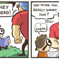 nerd and jock meme format and comic panel.