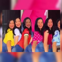 Images of Daniele Lopes doing the dance in many different outfits. 