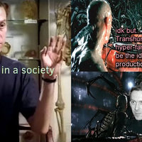 Nick Land / Accelerationism meme examples.