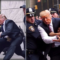 Donald Trump Getting Arrested AI Art Trump Getting Arrested and Running From Police AI Art images and memes