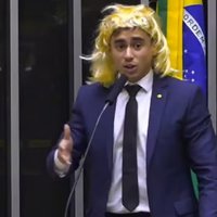 Nikolas Ferreira with a blonde wig