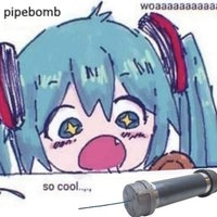 Hatsune Miku Admires a Snail / Woah Pipe Bomb meme.