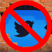 Block The Blue / #BlockTheBlue campaign depicting a crossed out twitter blue logo.