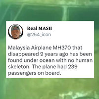 Malaysian Flight MH370 Found With No Skeletons Hoax Malaysian Flight MH370 Found With No Skeletons Hoax social media post.