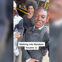 Walking Into Random Houses TikTok Trend video post example.
