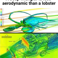 A jeep wrangler is less aerodynamic than a lobster