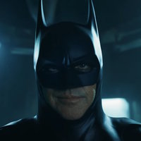 Smirking Batman meme depicting Michael Keaton smirking in a promotional image for the 2023 film The Flash.