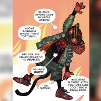 Meows Morales depicted in a comic strip.