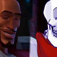 An image depicting uncle aaron from into the spider-verse and papyrus from undertale by @thewitchofA.