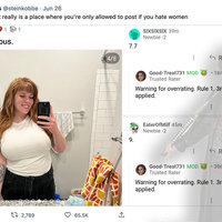 Example posts from the subreddit r/TrueRateMe and a tweet discussing it.