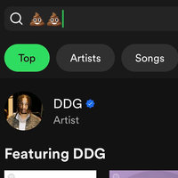 Searching "💩💩" with DDG results on spotify.