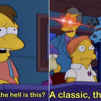 What The Hell Is This A Classic That's What It Is meme depicting simpsons characters Nelson and Principal Skinner.