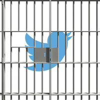 Twitter Disables Public Profiles controversy depicting the twitter bird logo locked behind bars.