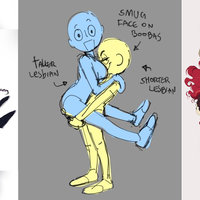 Tall and Short Lesbians Smug Face On Boobas Pose